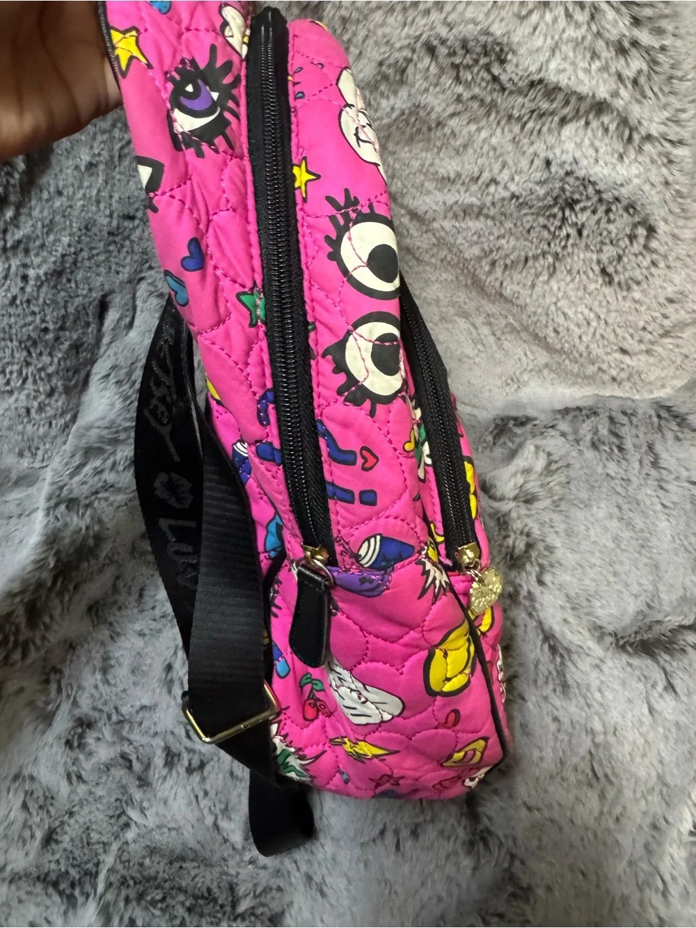 Betsey Johnson Hot Pink Quilted Kids Graphic Backpack